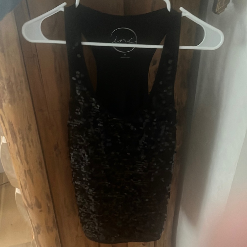 INC black tank with round sequins on front